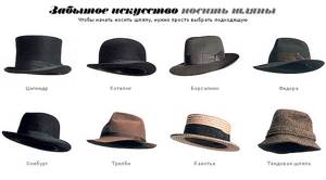 Виды мужских шляп и их названия